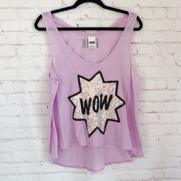 PINK Victoria's Secret Tops - [PINK] VS “Wow” Sequin burnout tank lilac large